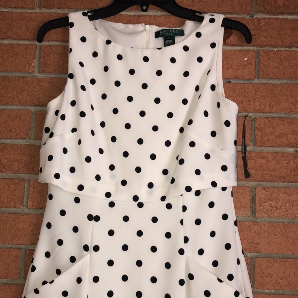 🖤RALPH LAUREN🖤POLKA DOT SLEEVELESS DRESS🖤 - Picture 5 of 8
